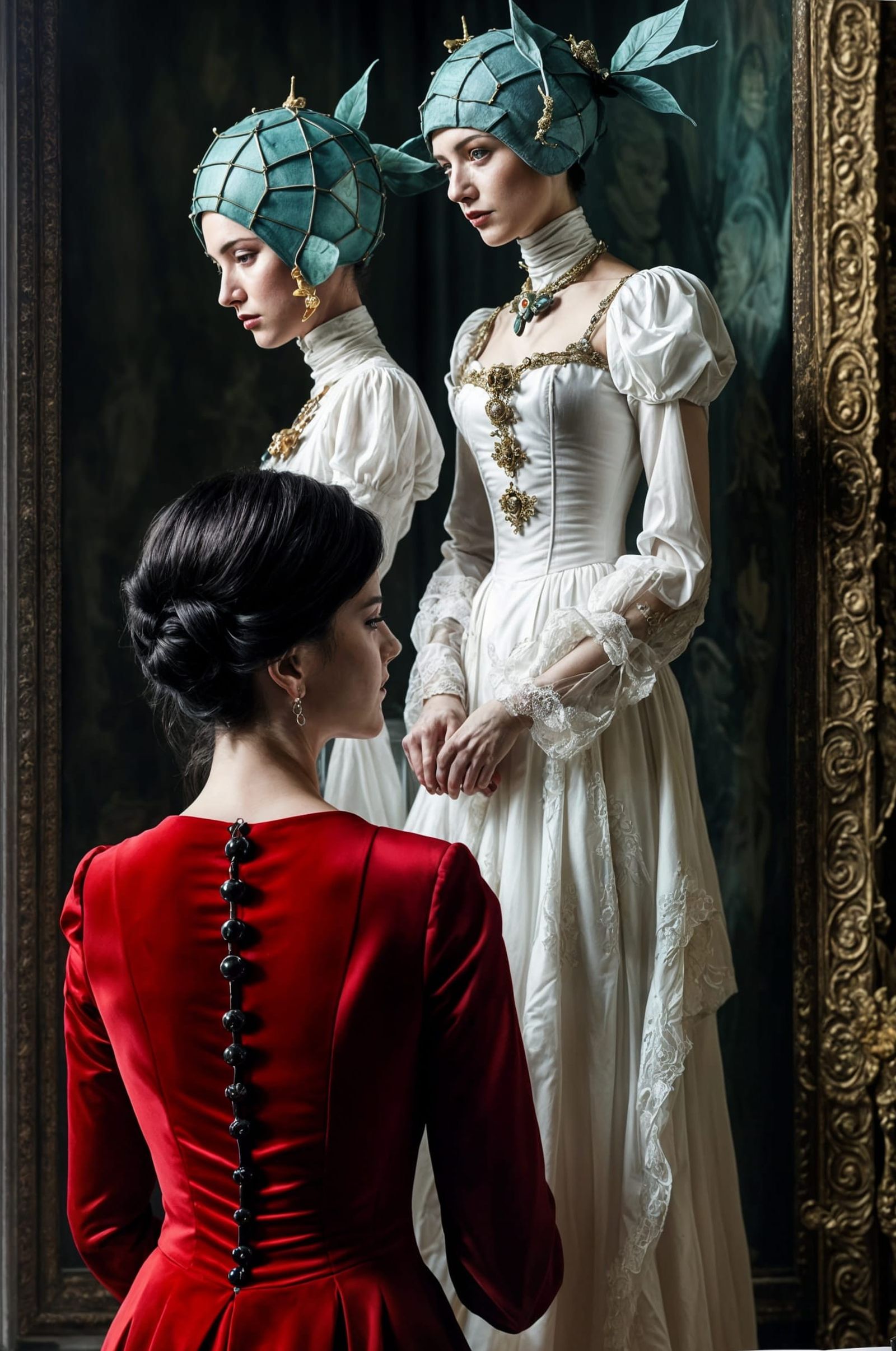 Surreal Restaurant Scene with Exotic Aliens