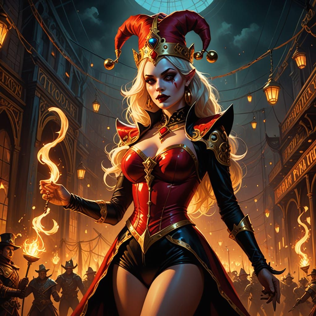 Ethereal Jester in Fiery Regalia