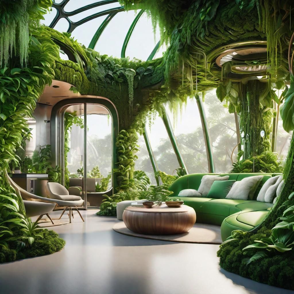 Ornate Organic Future House Wrapped in Green Plants