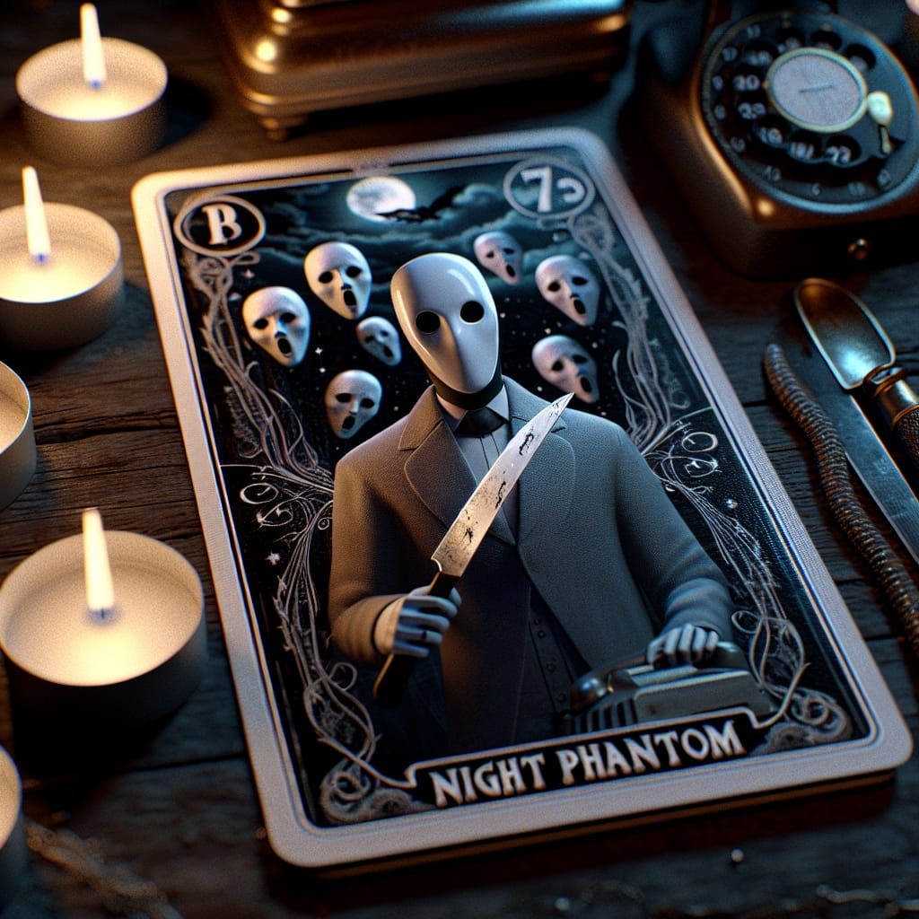 Gothic Tarot Card with Night Phantom, 3D Render