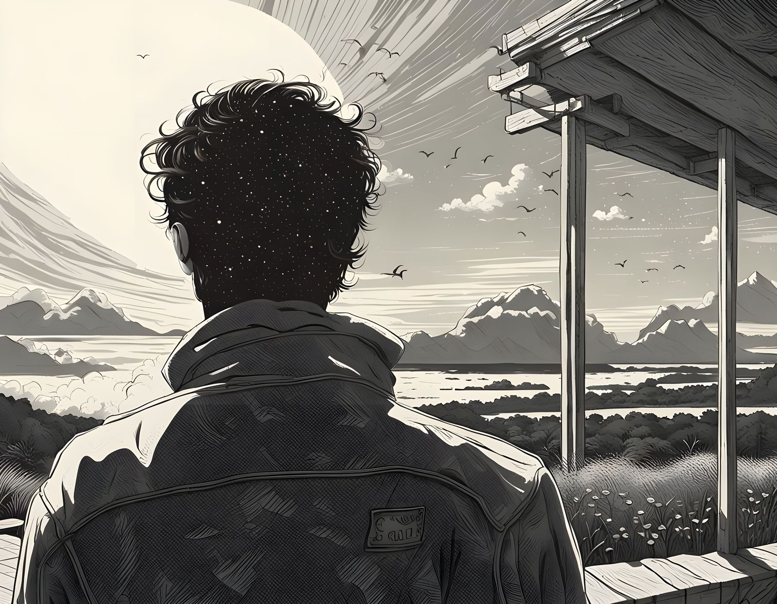 Sun-Drenched Horizon: A Solitary Figure in Sunlight