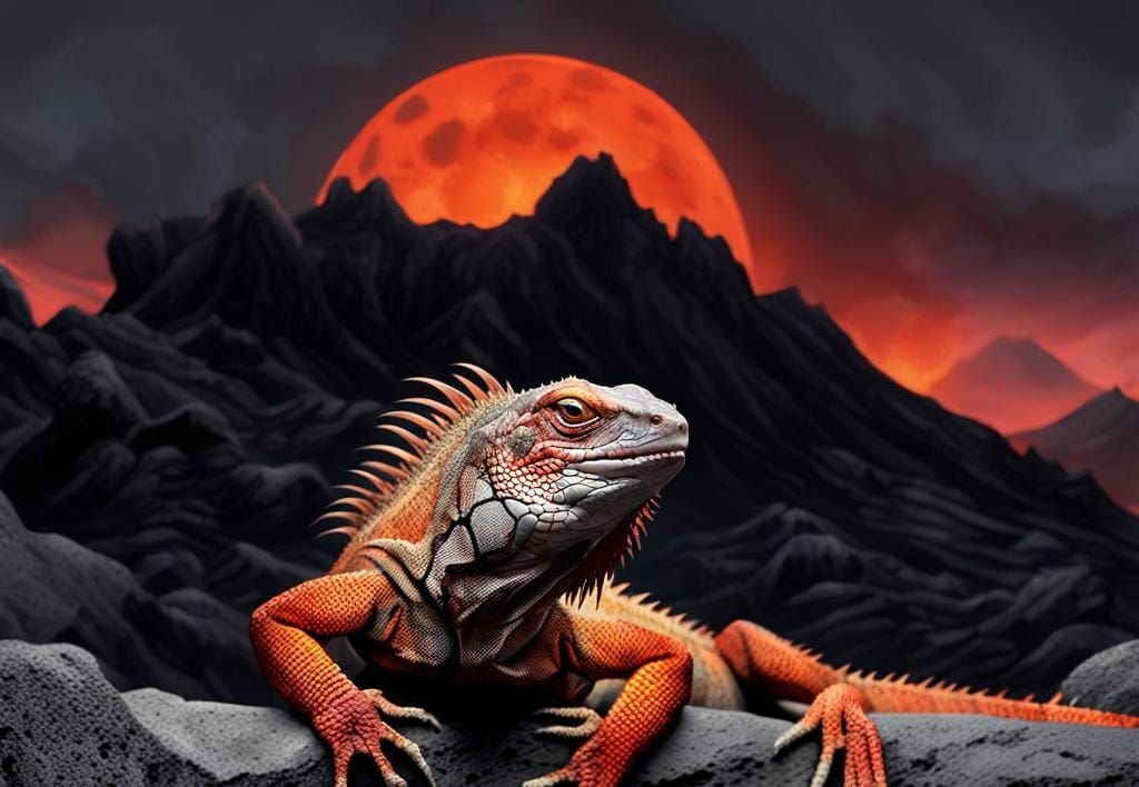 Iguana on a Stick in Dark Fantasy Style
