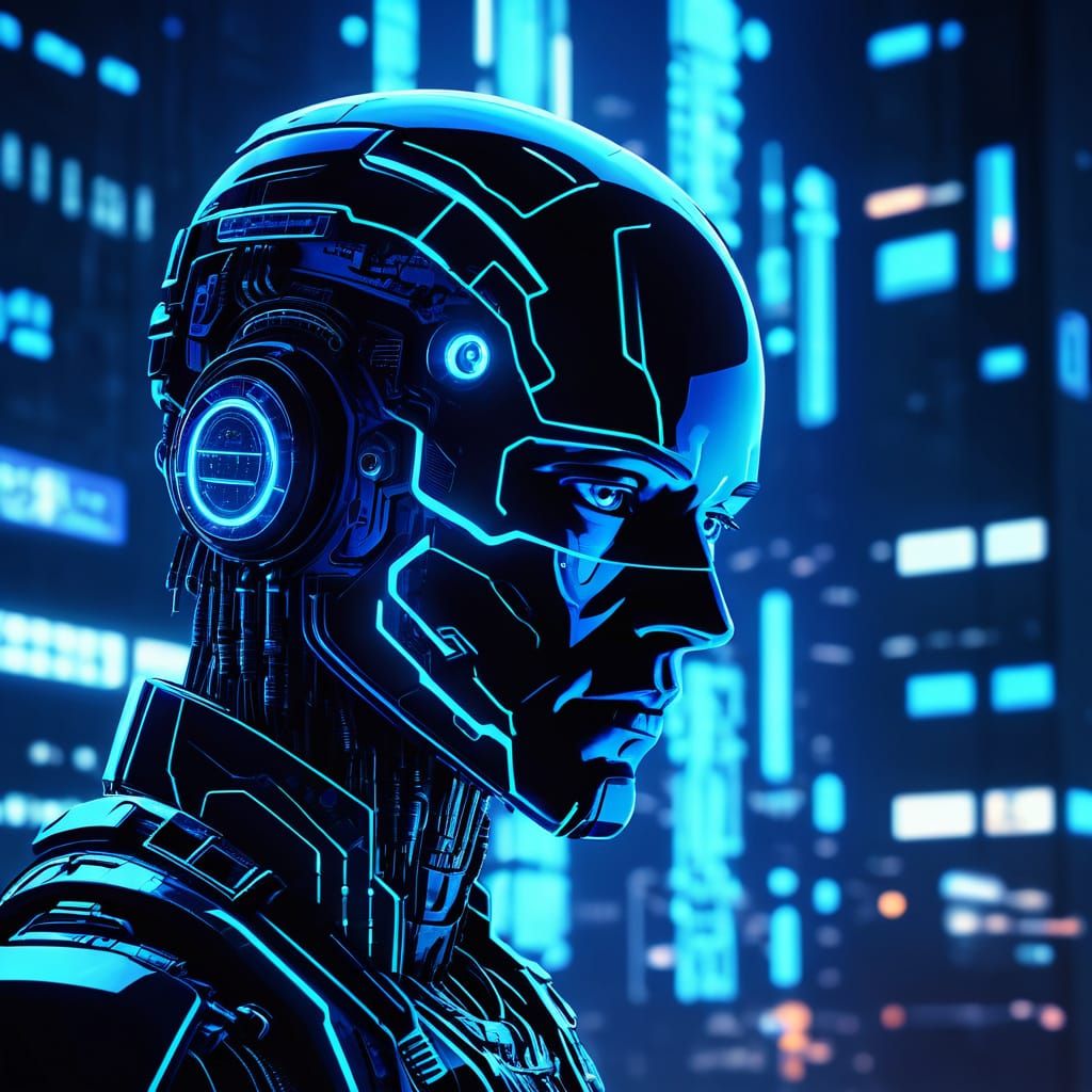 Cyberpunk AI Stops Fraudster in Futuristic Cityscape