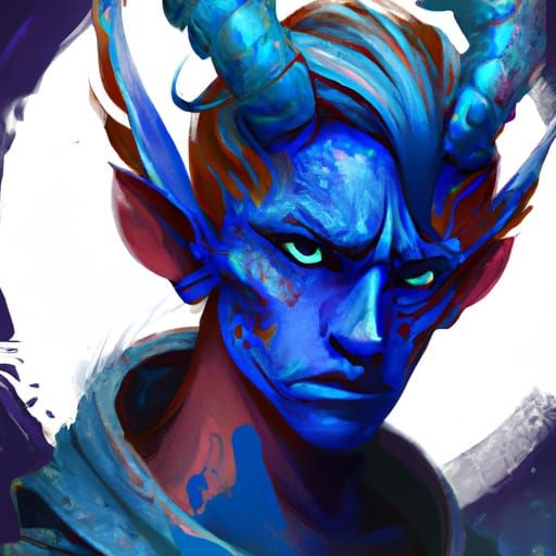 Red-Haired Blue Tiefling Portrait in Unreal Engine 5