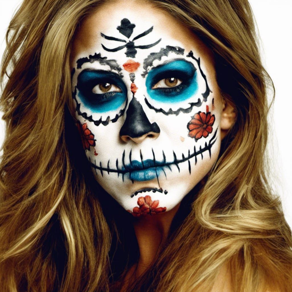 Jennifer Aniston Dia de los Muertos Makeup