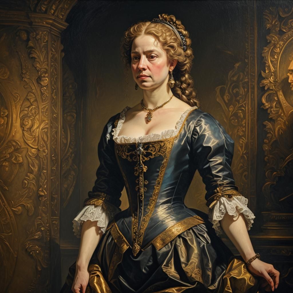Curvy Woman in Baroque Realism Style