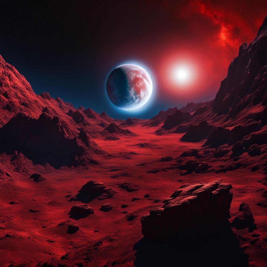 Glowing Planet and Moon in Hyperrealistic Style