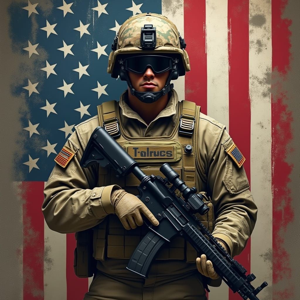 American Soldier in Realistic Style