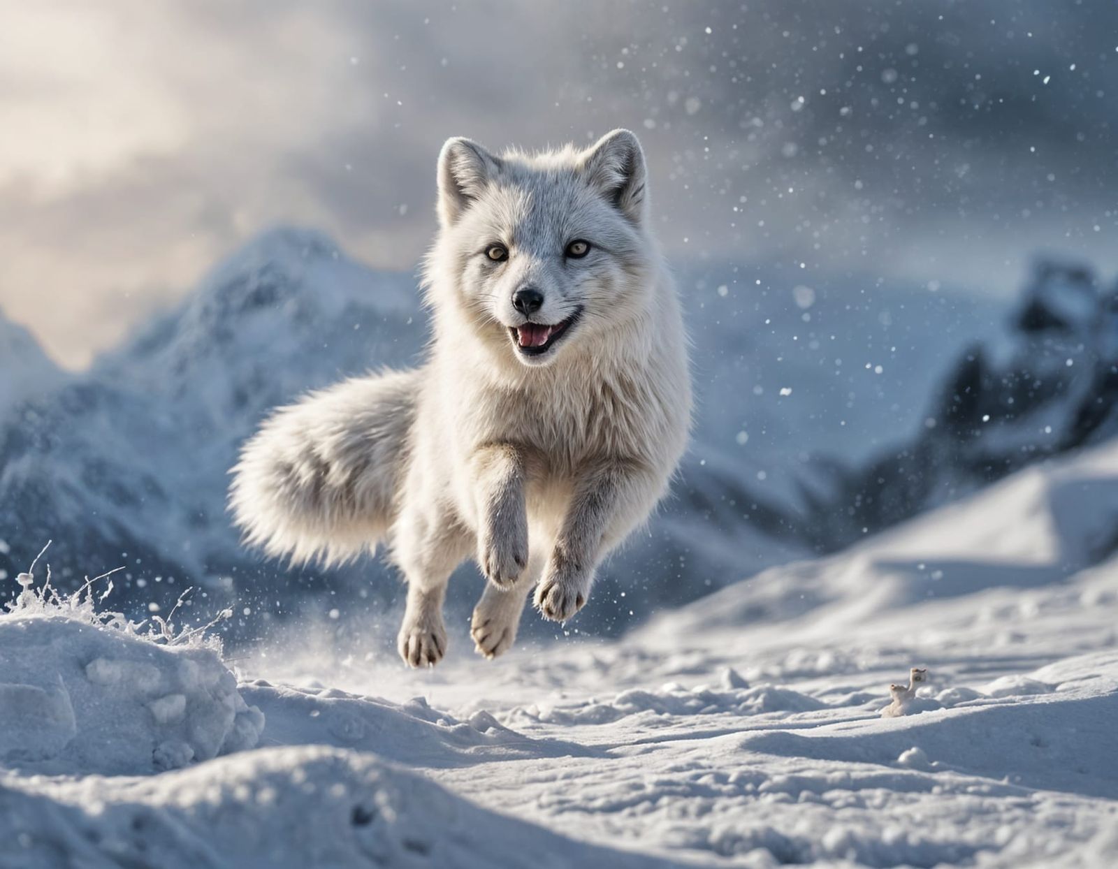Arctic Fox Leaping for Mouse: Wildlife Photography