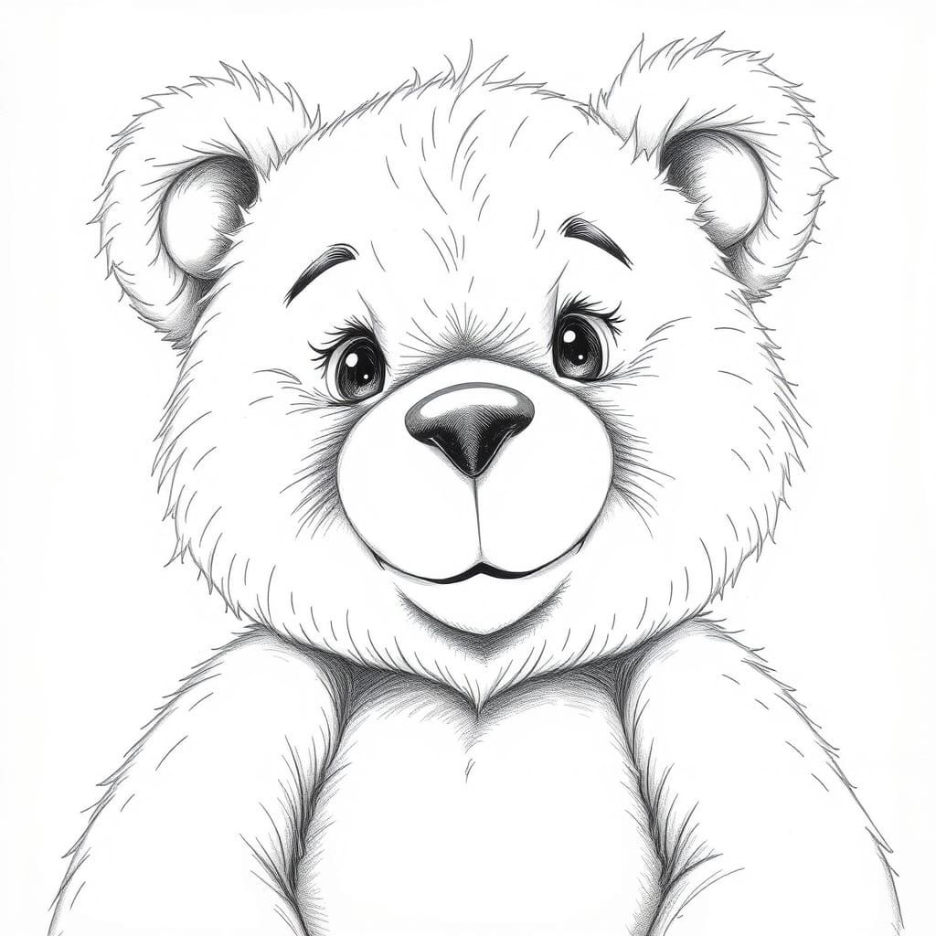 Cuddly Teddy Bear Portrait in Detailed Gray Scale