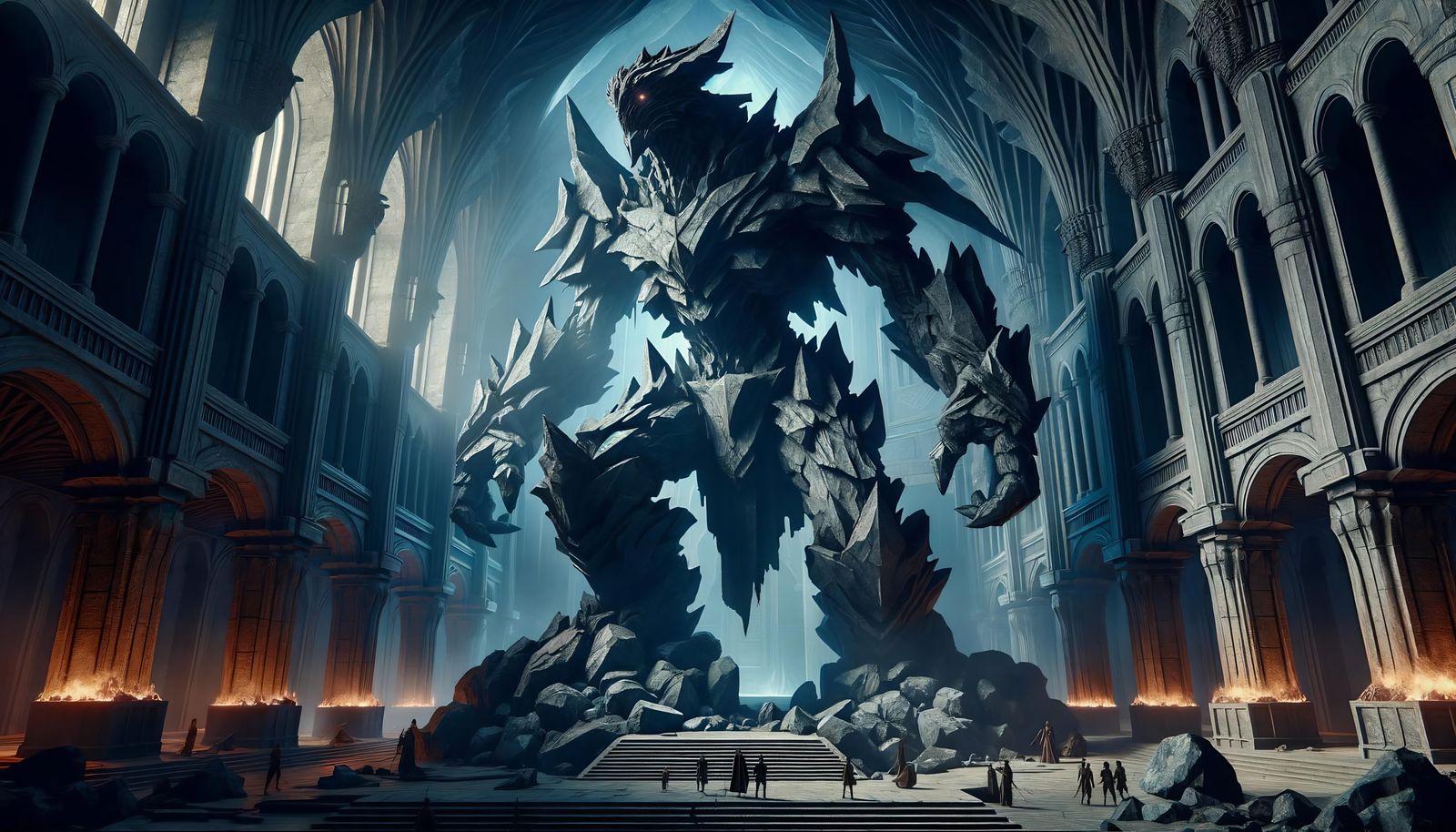 Black Rock Triskelion Sentinel in Ancient Temple