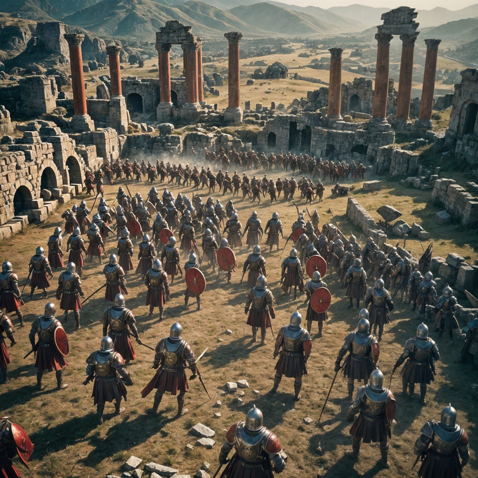 Epic Fantasy Battle: Red Legionnaires vs Blue Hoplite Knight...