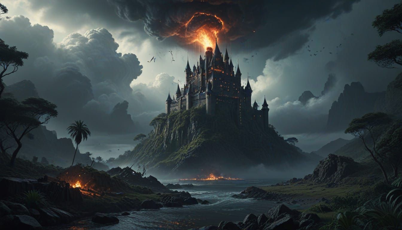 Epic Cinematic Maximalist Digital Landscape of a Troubled Mi...