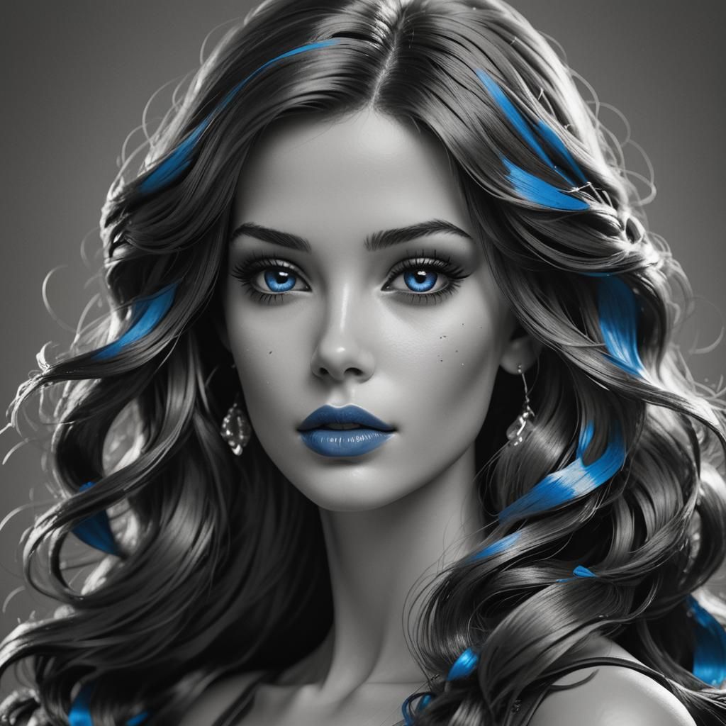 Hyperrealistic Barbie Portrait in Black and White