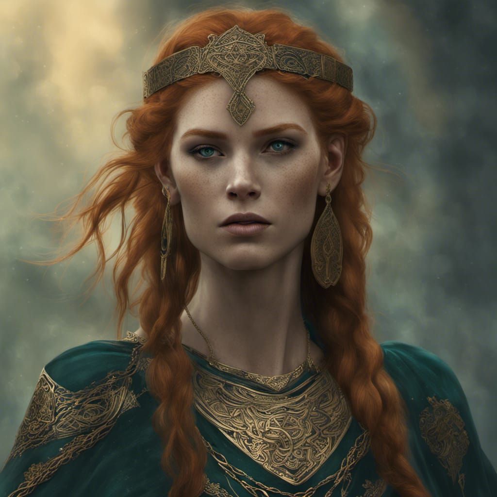 Fierce Celtic Warrior with Ginger Hair in Fantasy Art