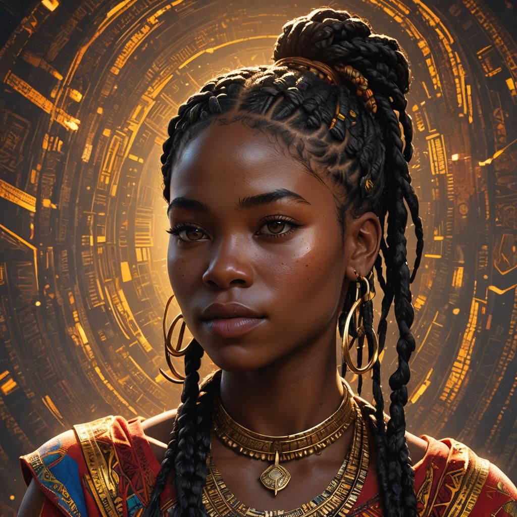 African Girl Portrait with Braids in Unreal Engine 5