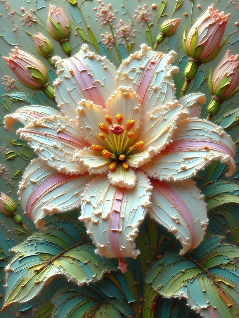 Ethereal Cyberpunk Lily Framing Rose with Golden Accents