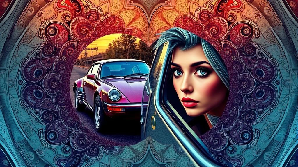 Abstract Symmetrical Portrait in Fantasy Mirror Car Art