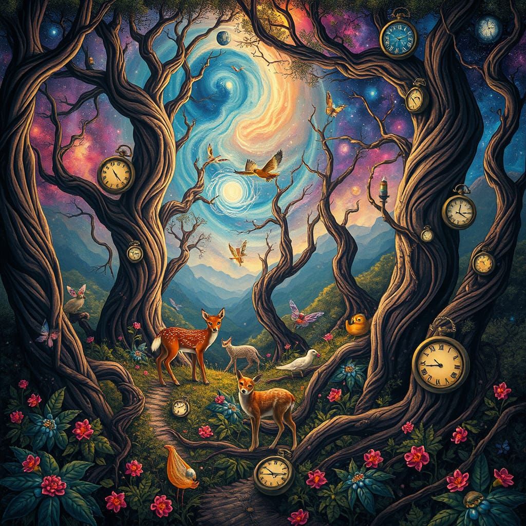 Surreal Dream Forest Teeming with Magical Creatures