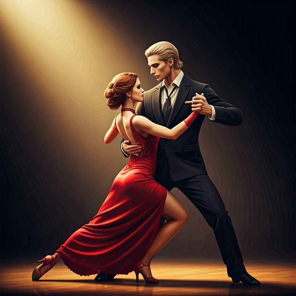 Passionate Tango Dancers in a Digital Painting