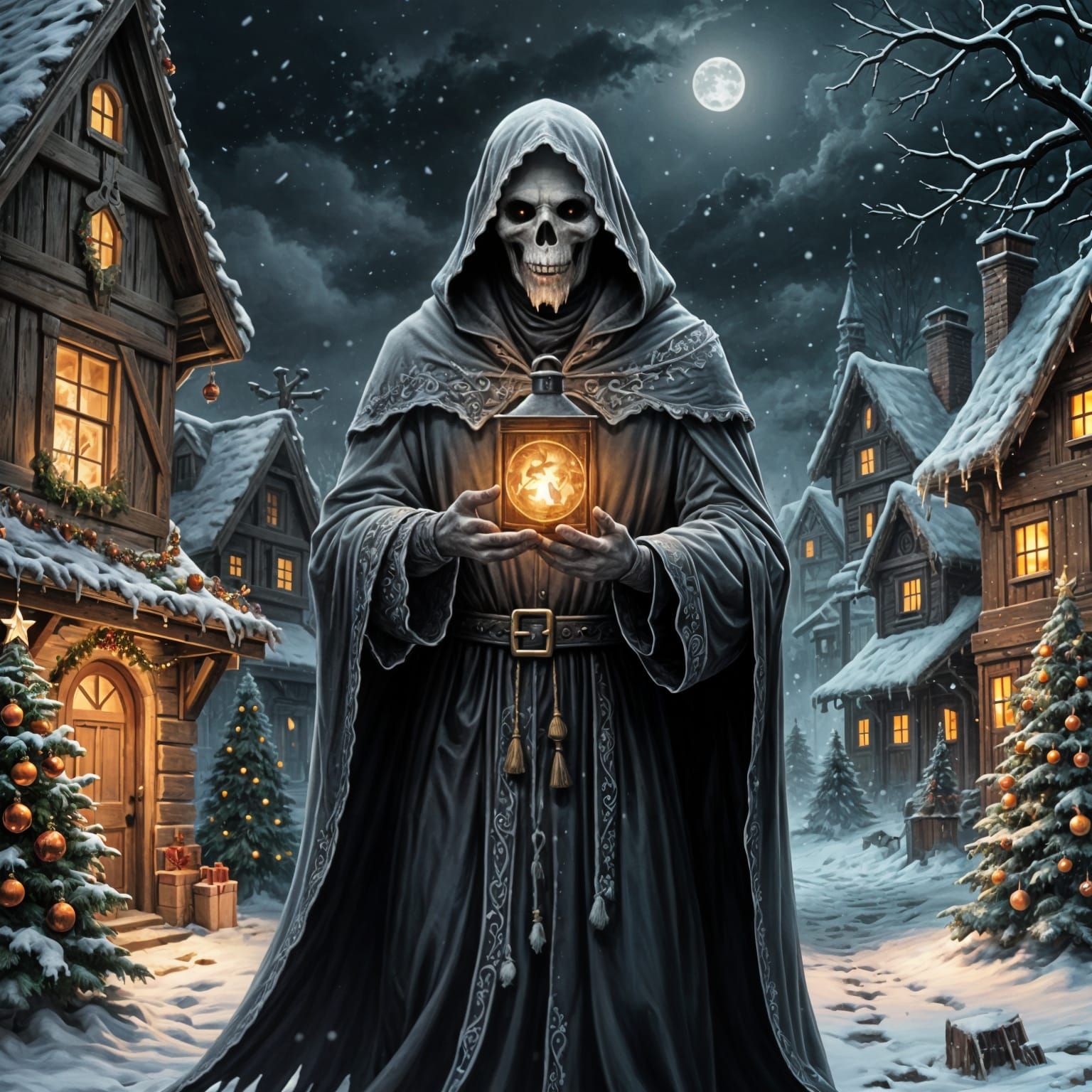 Grimdark Christmas Spirit in Eerie Darkness