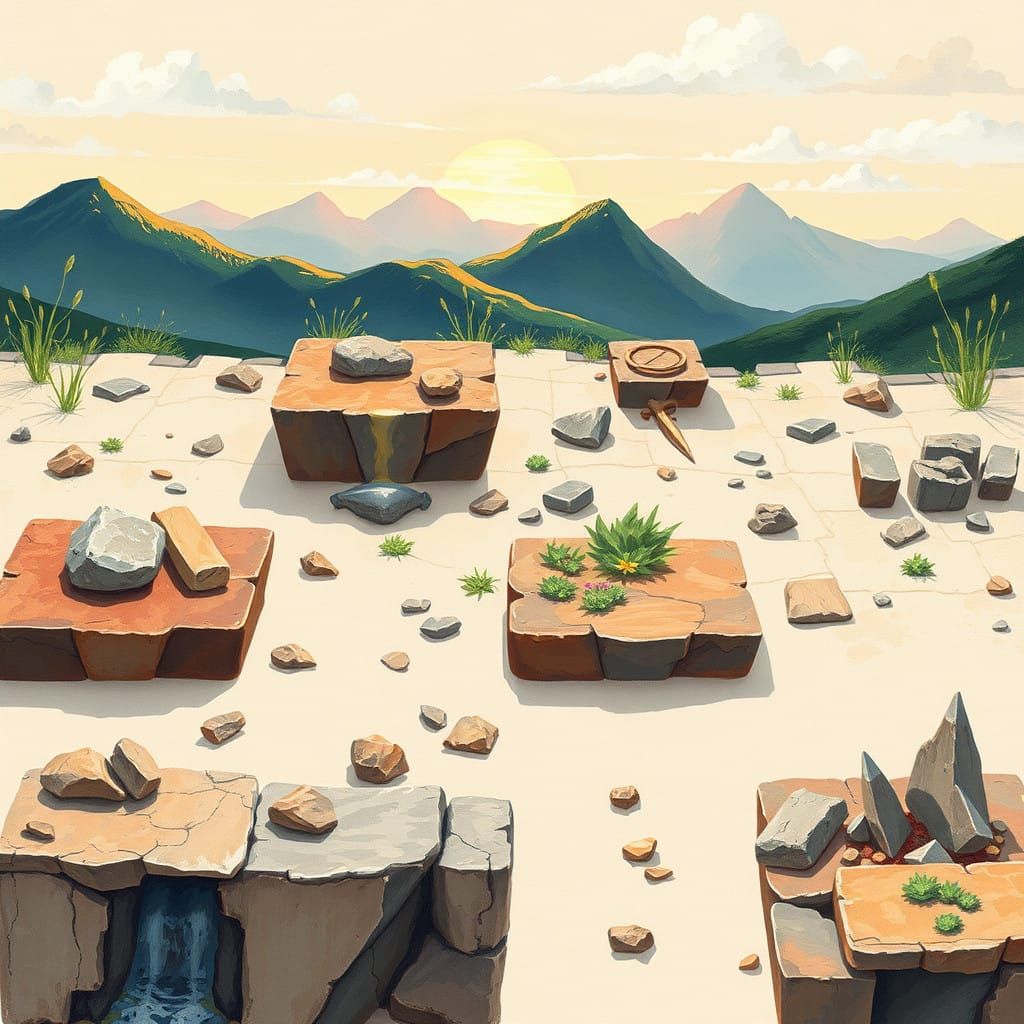 Traditional Platformer Tileset in Impressionist Style