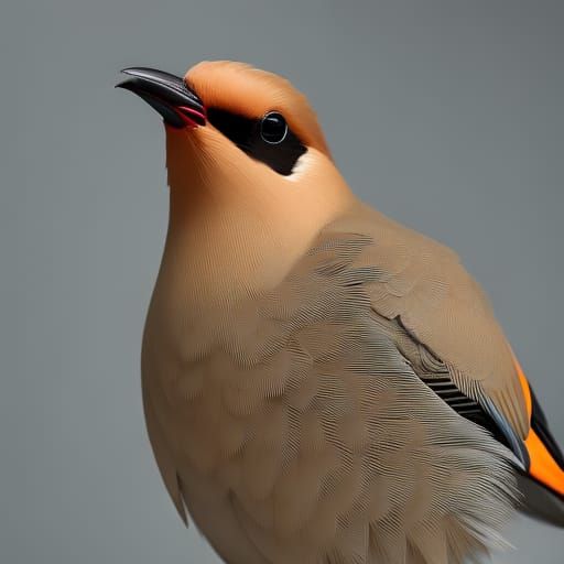 Ethereal Bohemian Waxwing Bird Illustration