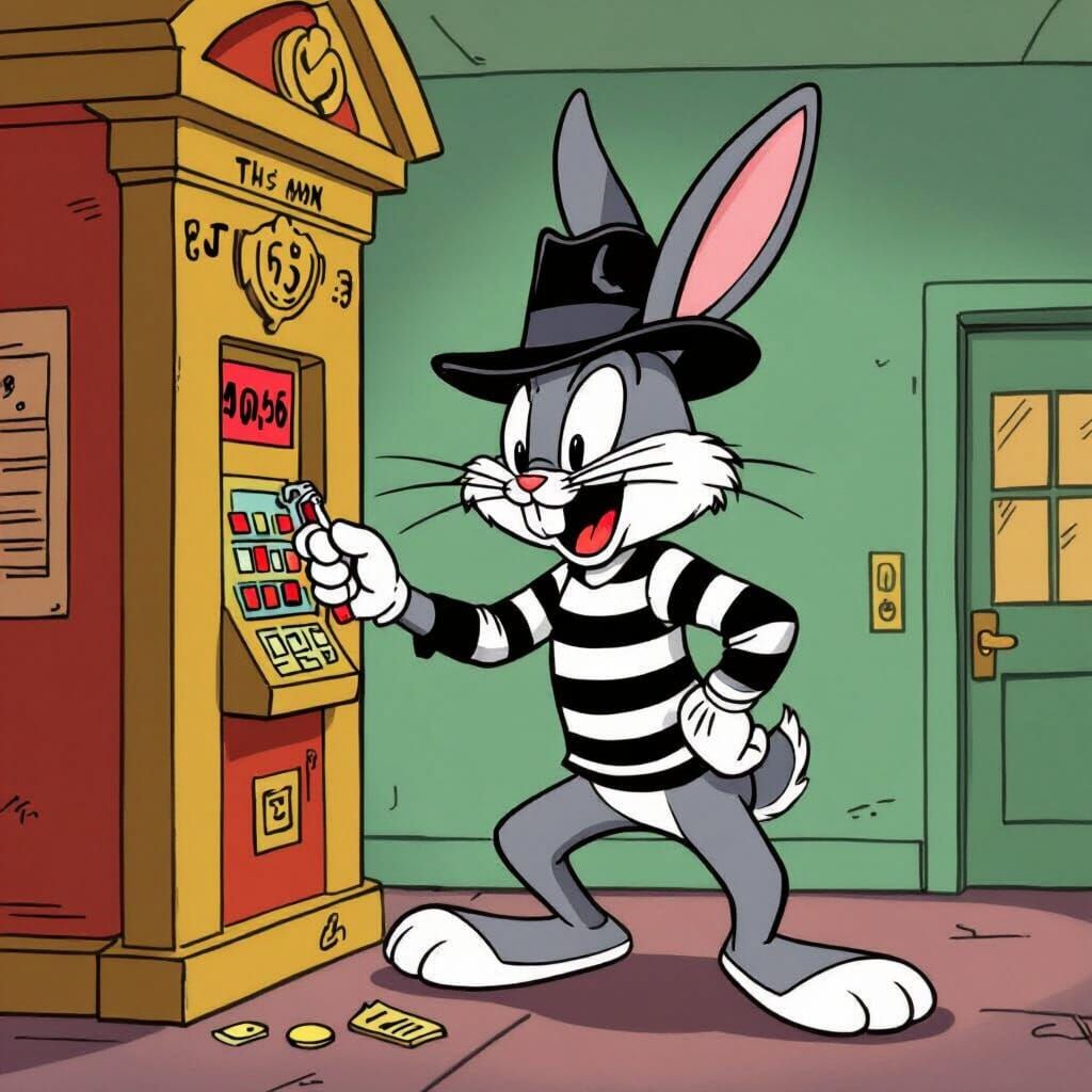 Bugs Bunny Bank Heist in Classic Cartoon Style