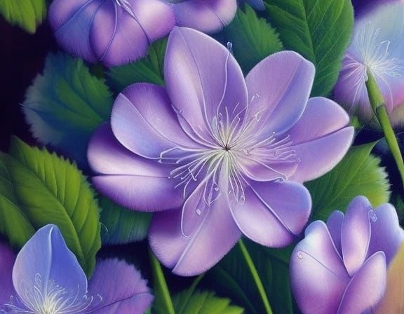 Lush Lilac Flowers with Dew Drops in Hyperrealistic Style