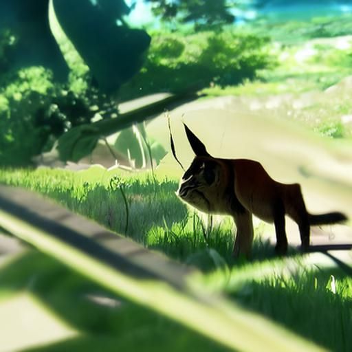 Caracal Portrait in Anime Key Visual Style