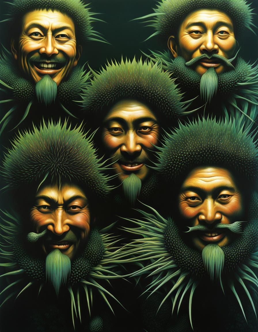 Unsettling Thistle Creatures with Lamprey Teeth