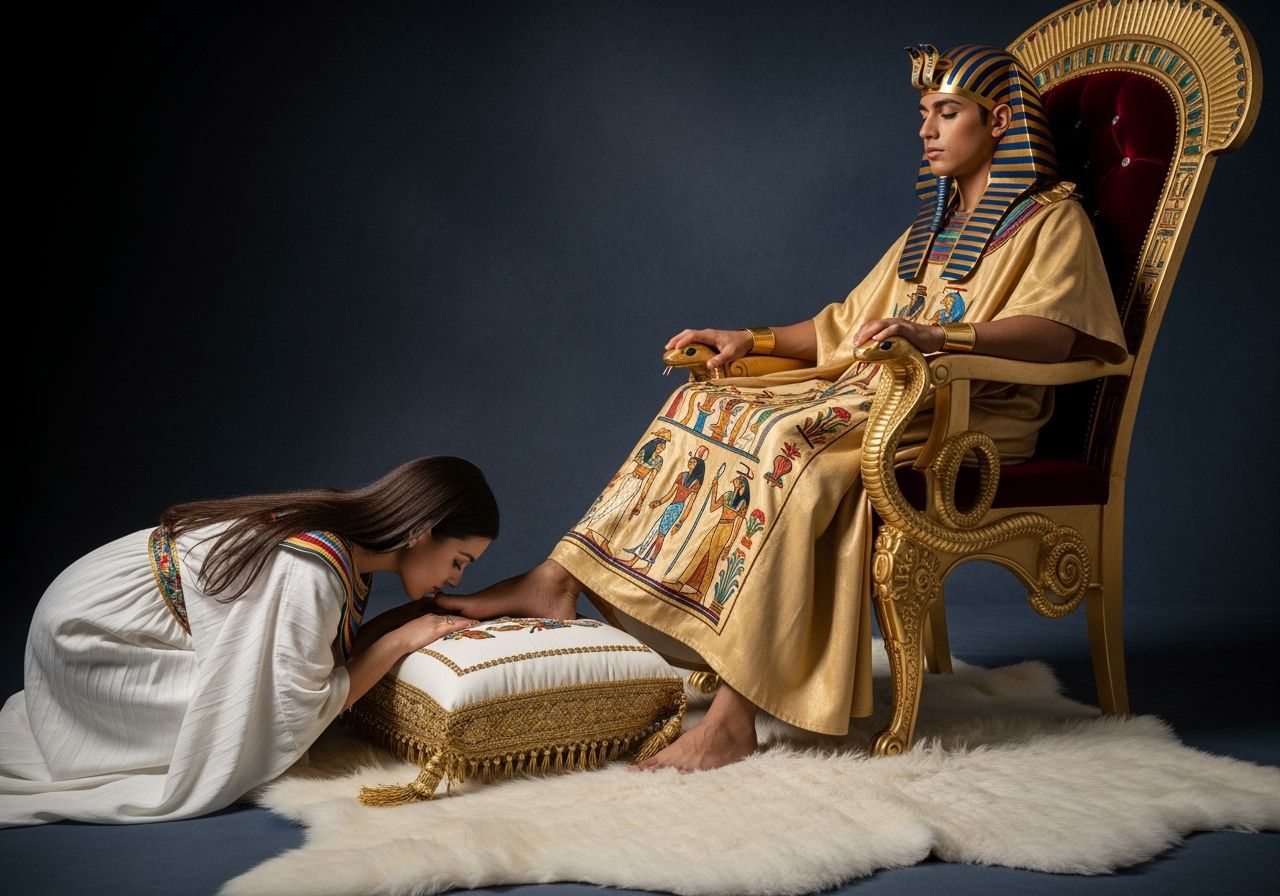 Elegant Pharaoh on Emerald Throne, Professional Photography