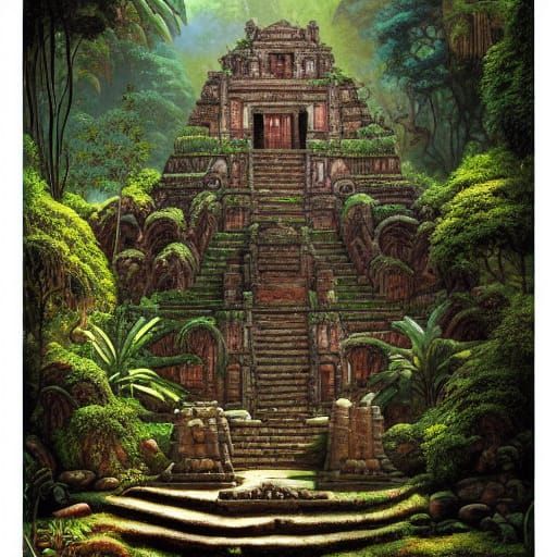 Majestic Inca Temple in Jungle: Digital Matte Painting