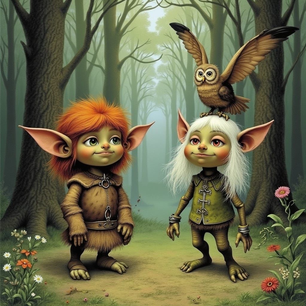 Trolls and an Owl in Enchanted Forest