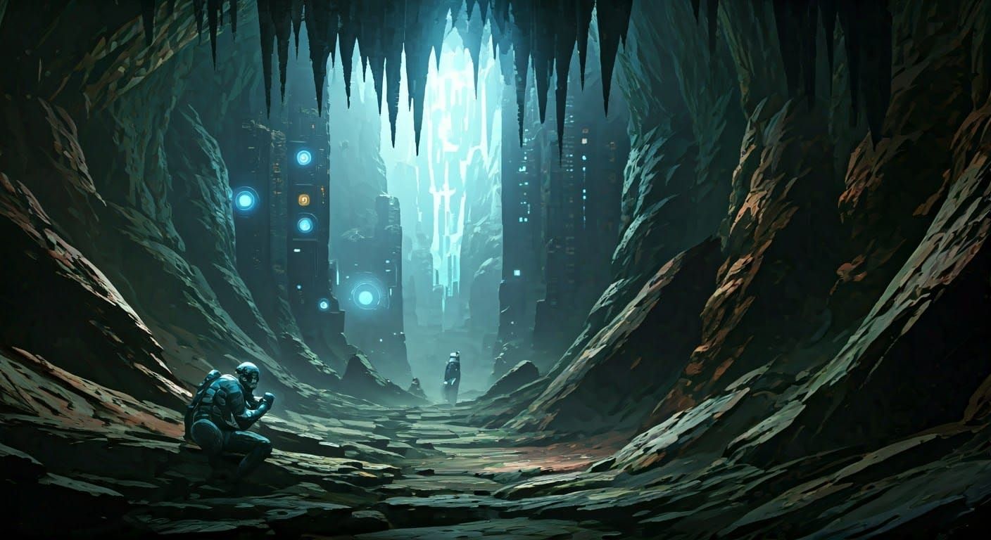 Underground Cavern Exploration in Biomechanical Style