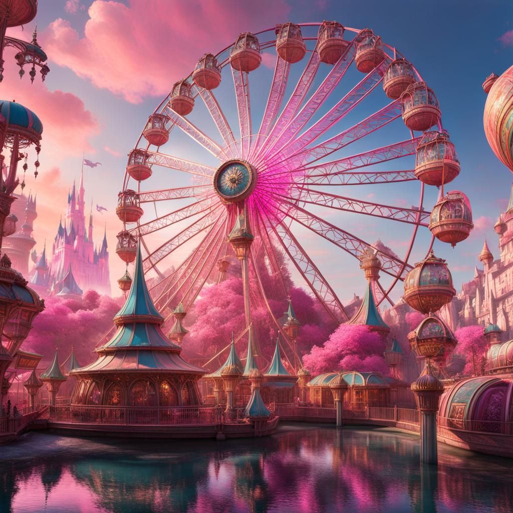 Pink Disney World in Ethereal Fantasy Style