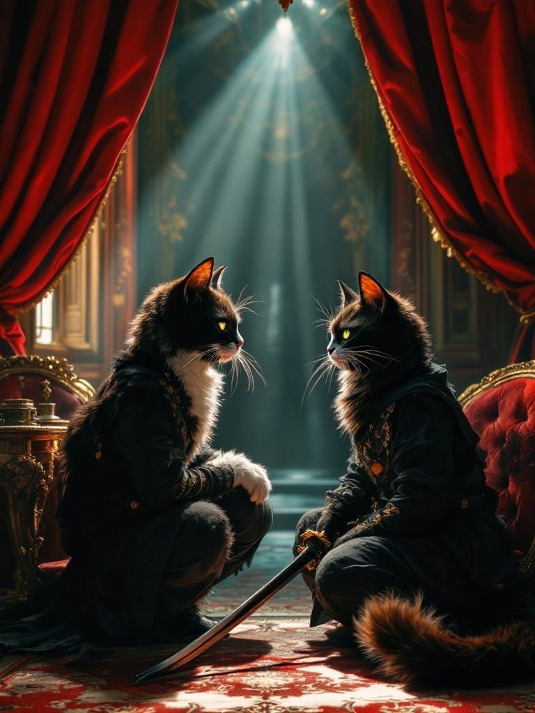 Ninja Cats Engage in Baroque Battle Royale