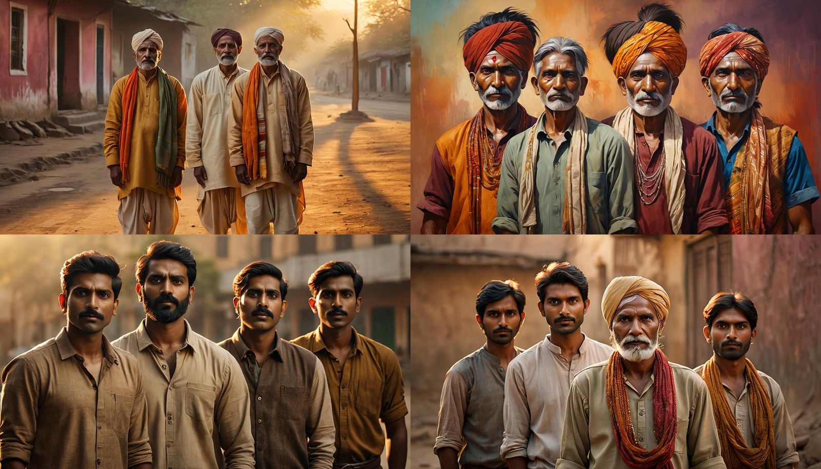 Hopeful Indian Men Standing Side-by-Side