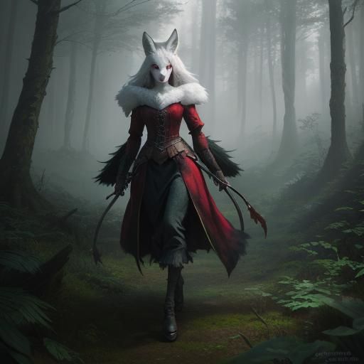 White Fox in Forest: Digital Matte Painting