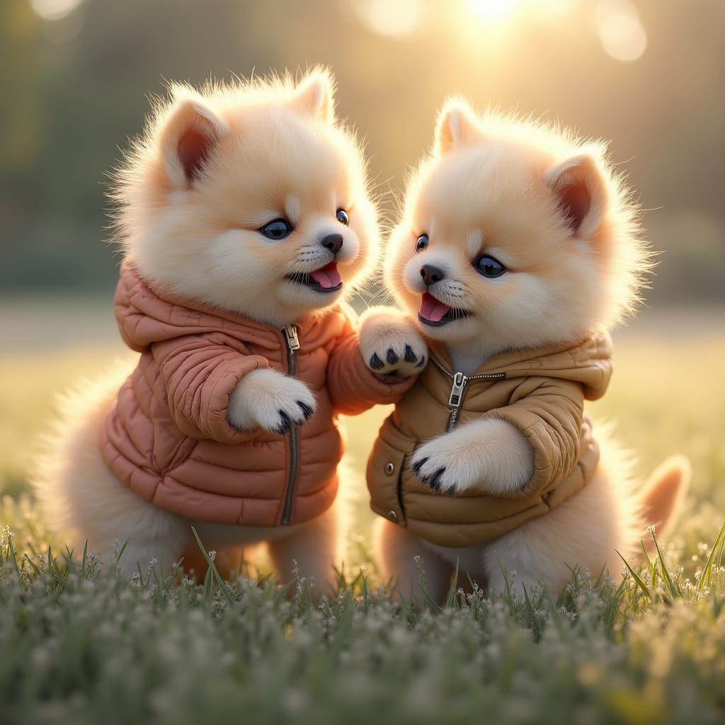 Kittens and Foals Play in Sun-Kissed Paddock