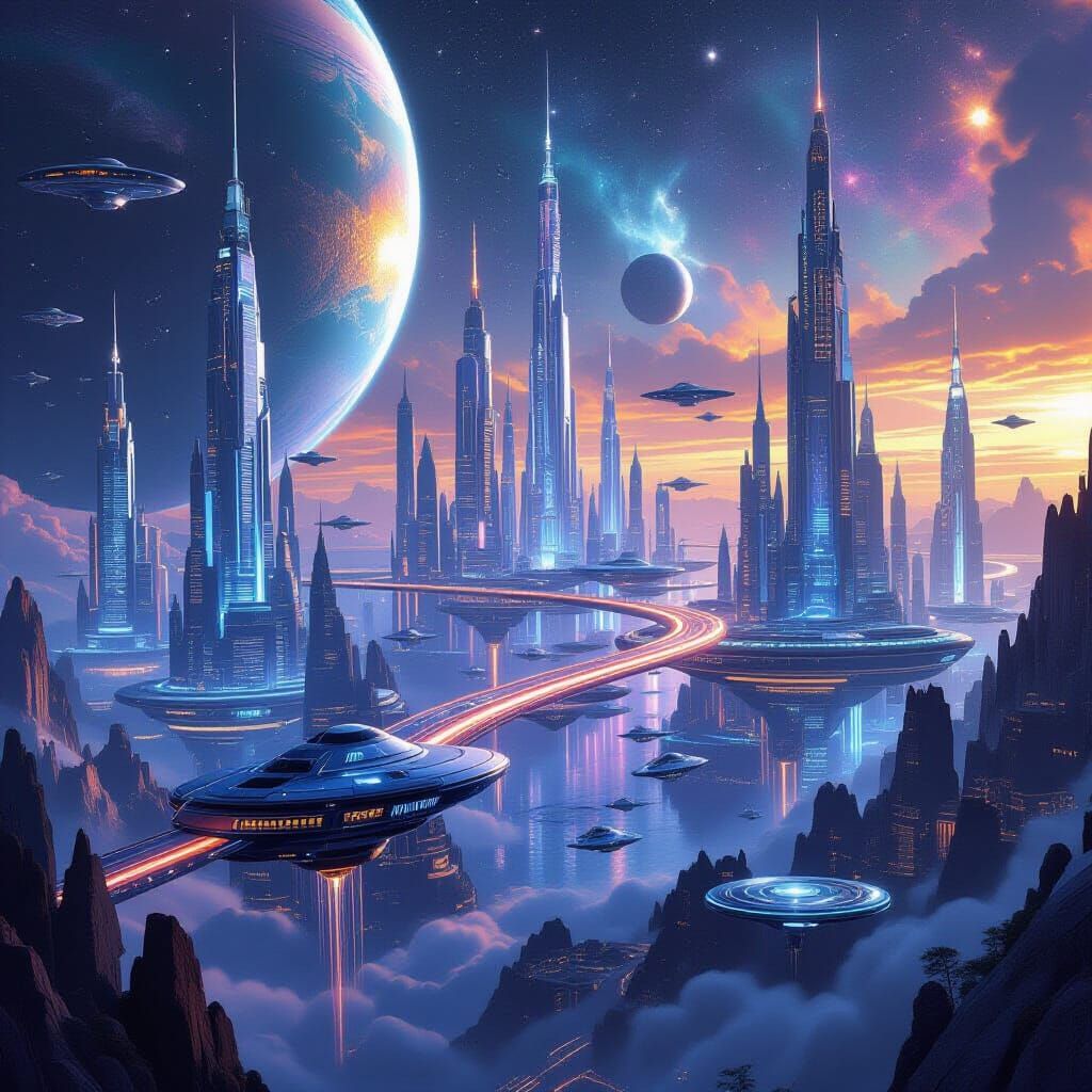 Cosmic Cityscapes: Planets Connected by Energy Bridges