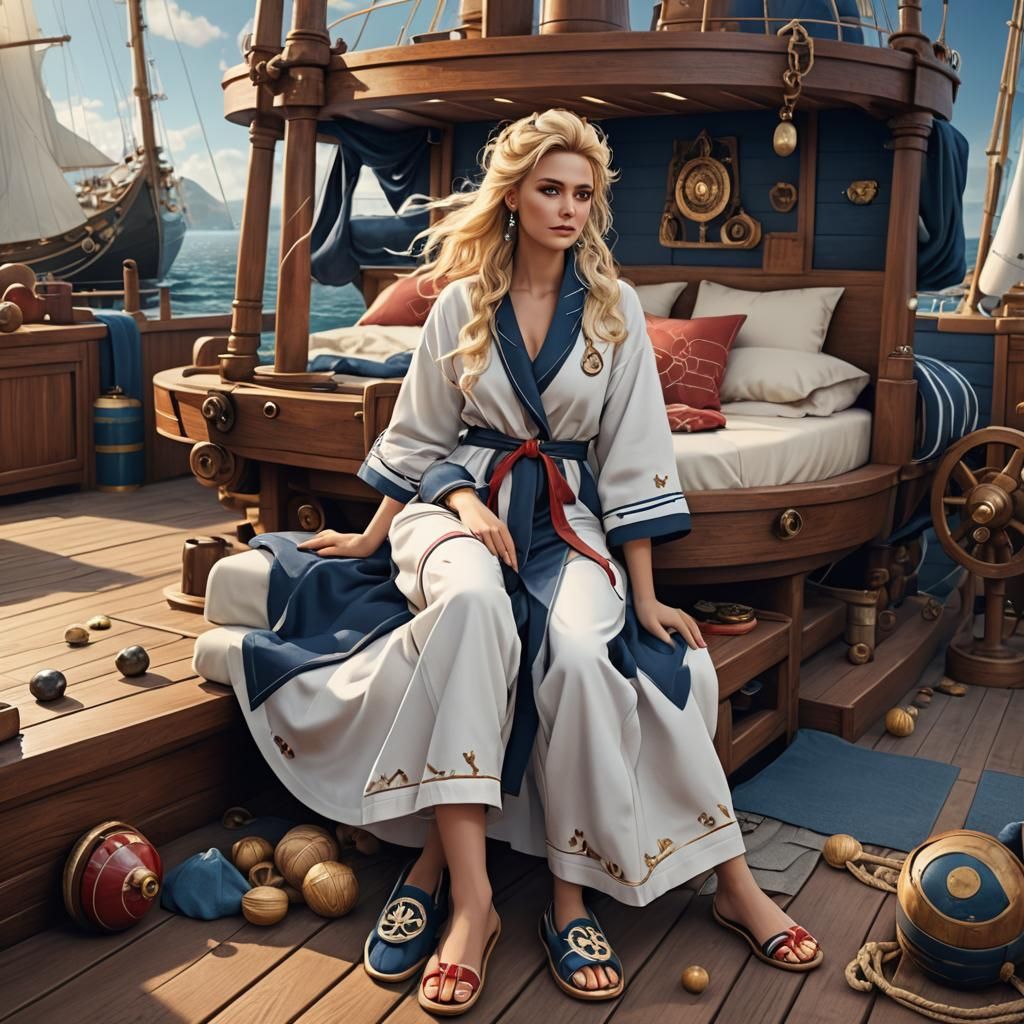 Nautical Girl in Ship Bed: Fantasy Concept Art