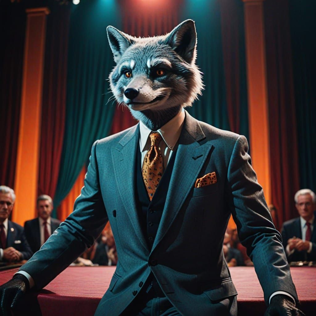 Dapper Politician Fox in Cinematic Film Still
