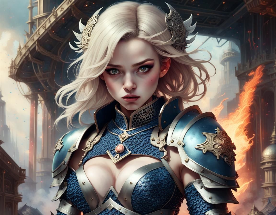 Anime Crusader War Cry in Burning Space Station