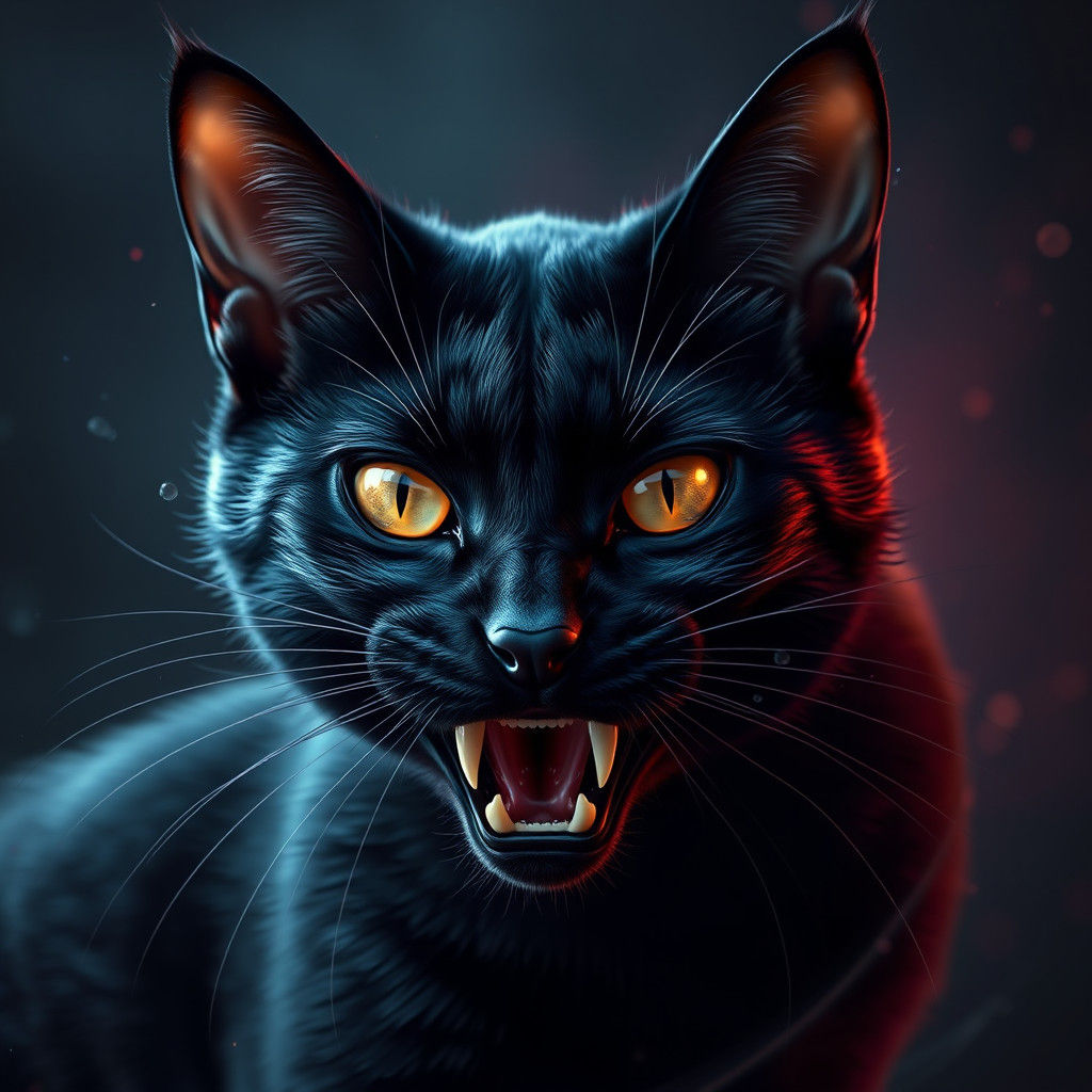 Vampire Cat: Detailed Matte Painting in Deep Color