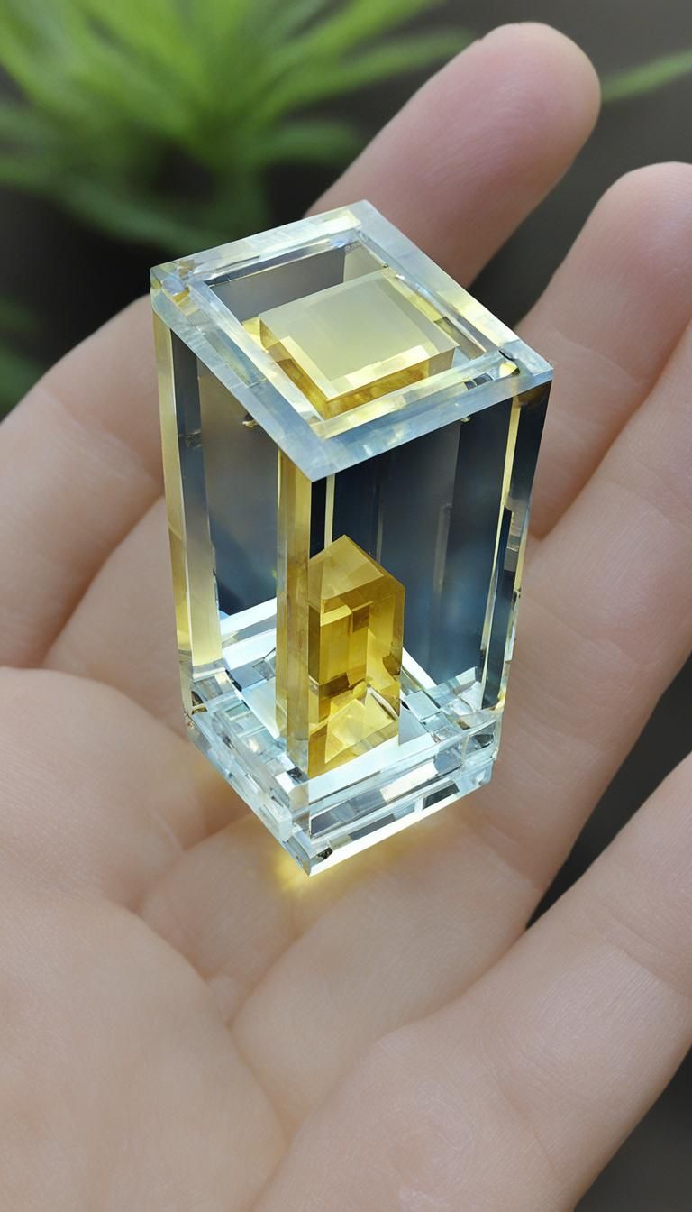 Detailed Yellow Quartz Tesseract Crystal