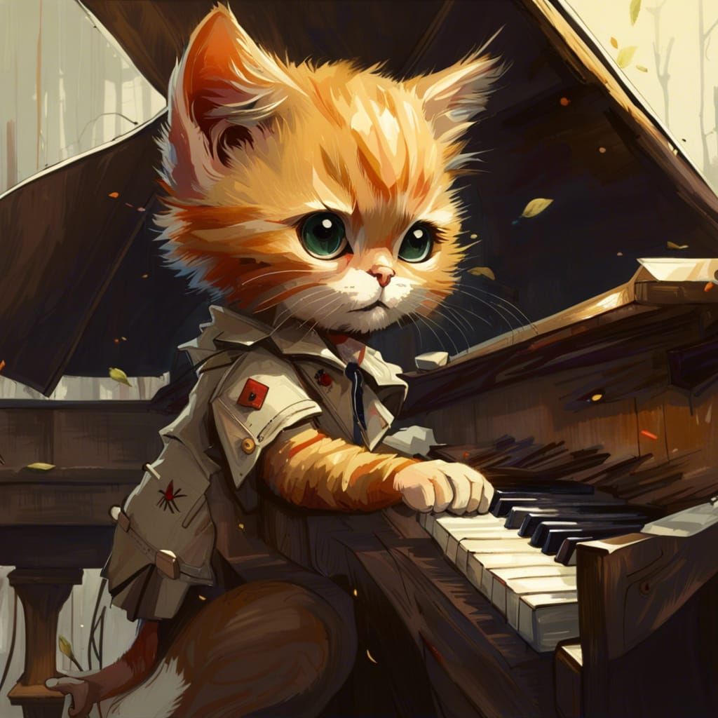 Ginger Kitten Concert Pianist in Ultra-Detailed Style