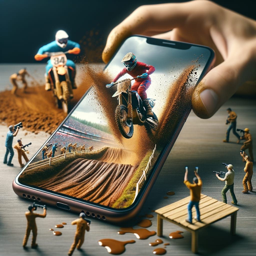 Motocross Race on Mobile Phone Screen