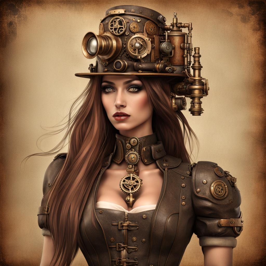 Steampunk Warrior Woman with Engine