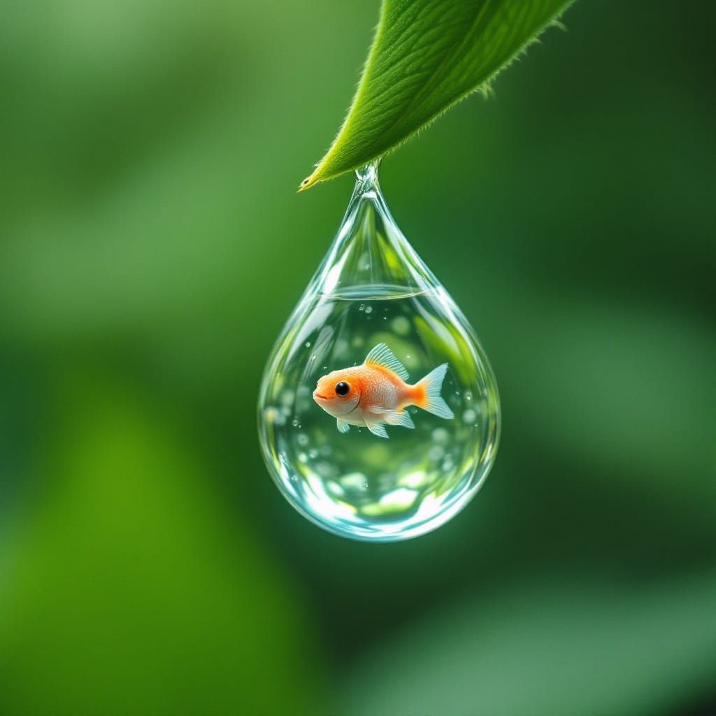 Intricate Water World on a Leaf Tip
